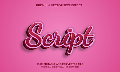 3D Script Text effect, Editable Text Style. Vector illustration