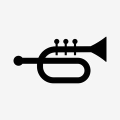 Trumpet flat music icon design in black and white