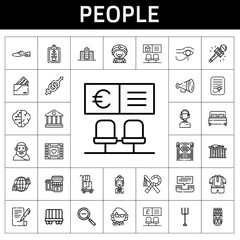 people icon set. line icon style. people related icons such as bed, gender, university, wagon, subway entrance, customer service, kid, network, bank, teacher, roller coaster, phone call