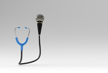 Obraz premium 3D Render Realistic Medical Stethoscope with Mic illustration Design.