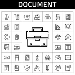 document icon set. line icon style. document related icons such as newspaper, mail, book, text editor, manual, clipboard, shopping list, security, passport, pen, stationery