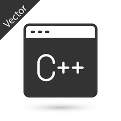 Grey Software, web developer programming code icon isolated on white background. Javascript computer script random parts of program code. Vector