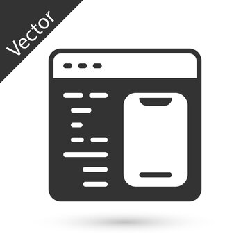 Grey Software, web developer programming code icon isolated on white background. Javascript computer script random parts of program code. Vector