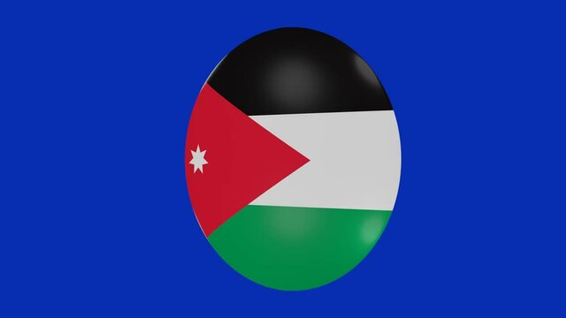 3d rendering of a Jordan flag icon rotating on itself on a chroma background