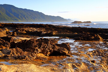 Obraz premium Shitiping Coastal spot featuring a natural staircase of eroded stone located at Hualien, eastern Taiwan.