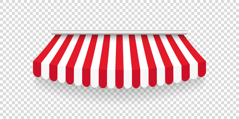 Striped awning. Tent sun shade for market on transparent background. Vector illustration © Роман Ярощук