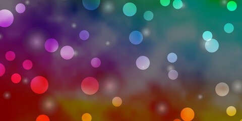 Light Multicolor vector backdrop with circles, stars.