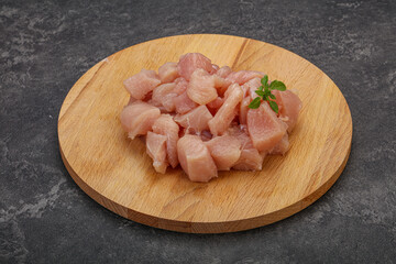 Raw diced chicken for cooking