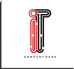 elegant initial letter IT with logo vector in the form of connected lines. Creative Font Logo Vector