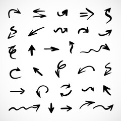 Vector set of hand-drawn arrows, elements for presentation