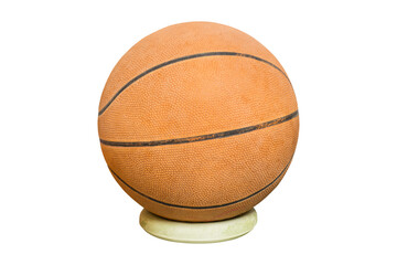 Old orange basketball isolated on white background. With clipping path