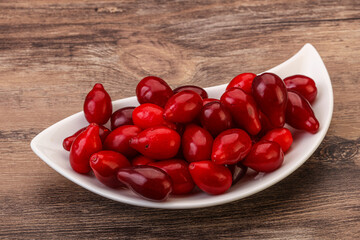 Sweet and ripe cornel berries