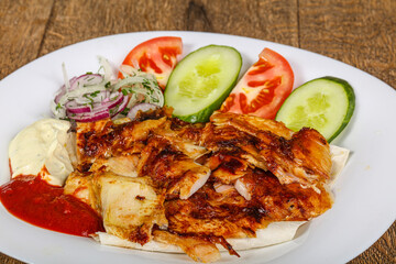 Doner in the plate with meat