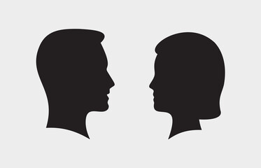 Man and woman profile vector icons. Vector illustration.