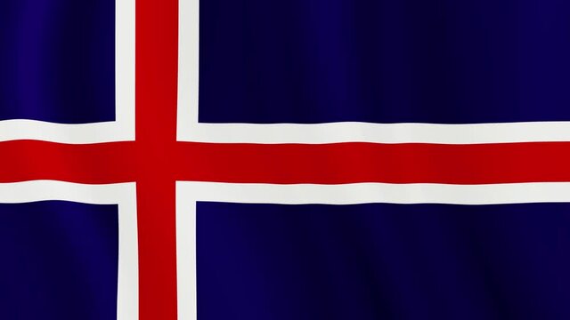 Iceland 4K Waving Flag Background in 3D Loop. 3D Realistic Iceland Flag Waving in the Wind Continuously. Seamless Loop and High Quality Country Banner Animation. 4K Ultra HD Resolution. Textile Fabric