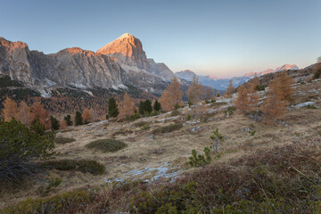 Sunset in the Dolomites area (Italy)