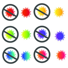 set of Covid-19 virus multicolor icon set design.Coronavirus virus vector illustration