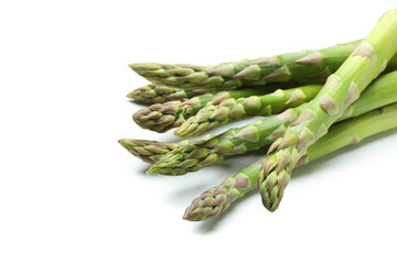 Fresh green asparagus isolated on white background