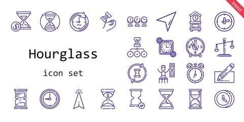 hourglass icon set. line icon style. hourglass related icons such as cursor, timer, law, edit, hourglass, clock, time,