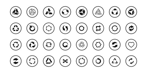 Set of recycling icons. Black eco vector symbols.