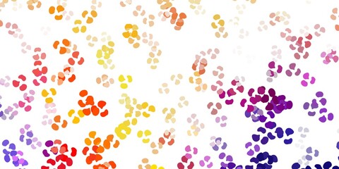 Light pink, yellow vector texture with memphis shapes.