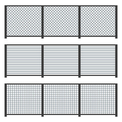 Metal Fence Set on White Background. Vector