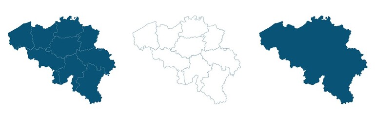 Belgium map in blue on a white background