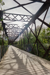 Iron Bridge over the Guadarrama River on the Guadarrama River Greenway. Madrid's community. Spain