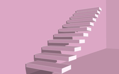 3D steps with shadow. Ladder on a pink background.