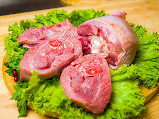 cut leg of raw meat