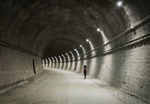 Gole del Nera (Narni, Italy) - The old railway transformed in a cycle path, with the evocative landmarks of the medieval village of Stifone and the crystalline water of Mole; Umbria region.