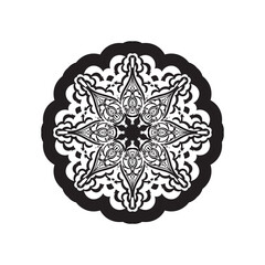 Simple mandala design. Simple flower ornament in black. Good for logos, prints and postcards. Isolated. Vector
