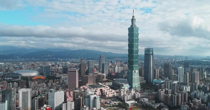 Beautiful cloud sky with Taipei city at dawn, Taiwan