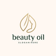 Pure beauty, beauty oil logo beauty leaf logo