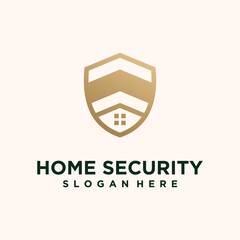 Home Security logo and building real estate logo template with shield shape