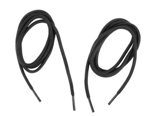 Naklejka premium Black shoelaces isolated on white background 