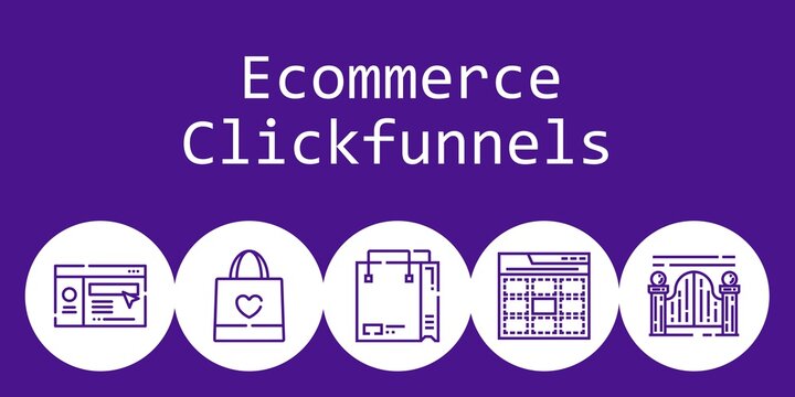 ecommerce clickfunnels background concept with ecommerce clickfunnels icons. Icons related shopping bag, website, web, gateway
