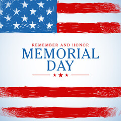 Fototapeta na wymiar Happy Memorial Day background. National american holiday illustration. Vector Memorial day greeting card