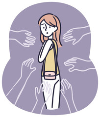 女性　ストーカー　シンプルイラスト