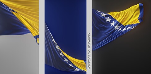 Abstract Bosnia and Herzegovina Flag 3D Render (3D Artwork)