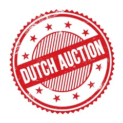 DUTCH AUCTION text written on red grungy round stamp.