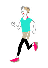 ジョギングする女性のイラスト素材