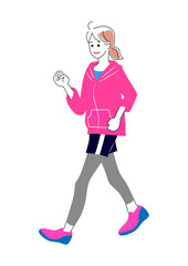 ウォーキングする女性のイラスト素材