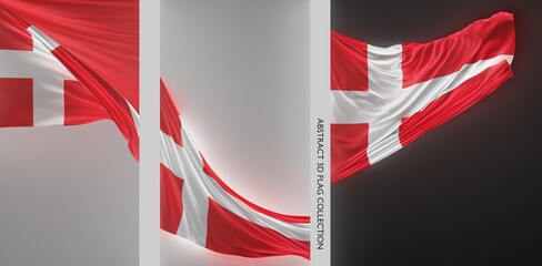 Abstract Denmark Flag 3D Render (3D Artwork)