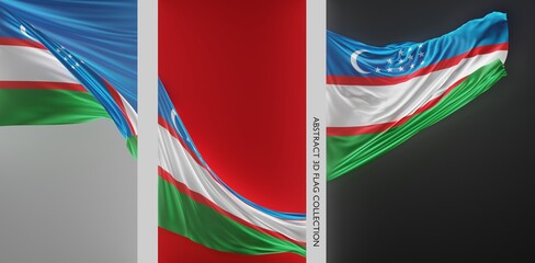 Abstract Uzbekistan Flag 3D Render (3D Artwork)