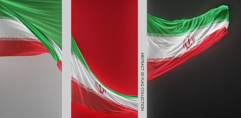 Abstract Iran Flag 3D Render (3D Artwork)