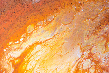 Abstract Orange Acrylic pour Liquid marble surfaces Design.
