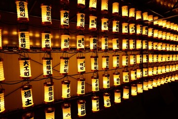 展示された多数の小田原提灯