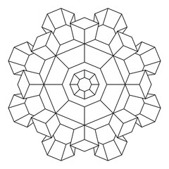 3-Dimensional Mandala Pattern Coloring Page.
Coloring page of 3d mandala pattern in line art style, Vector art in EPS 8.