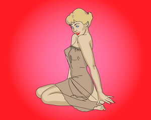 Pin-up sexy woman, girl, retro, vintage, vector